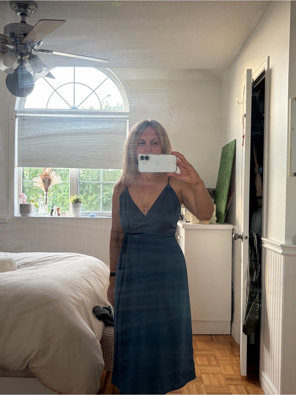 Sleeveless V-Neck Midi Wrap Dress in Deep Blue